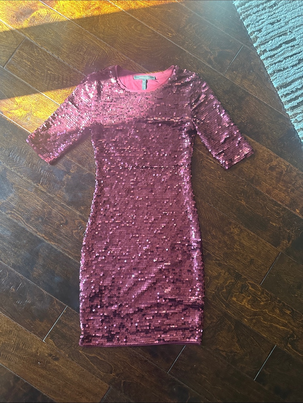 BCBGMaxAzria Burgundy Sequin Mini Dress